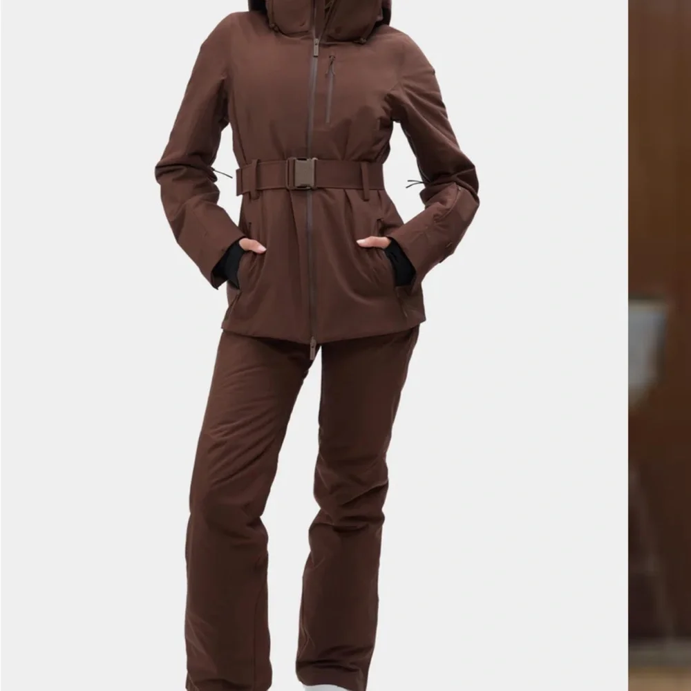 Halfdays Aston Brown Ski Jacket with Belted Waist - Size Small - Picture 5 of 5